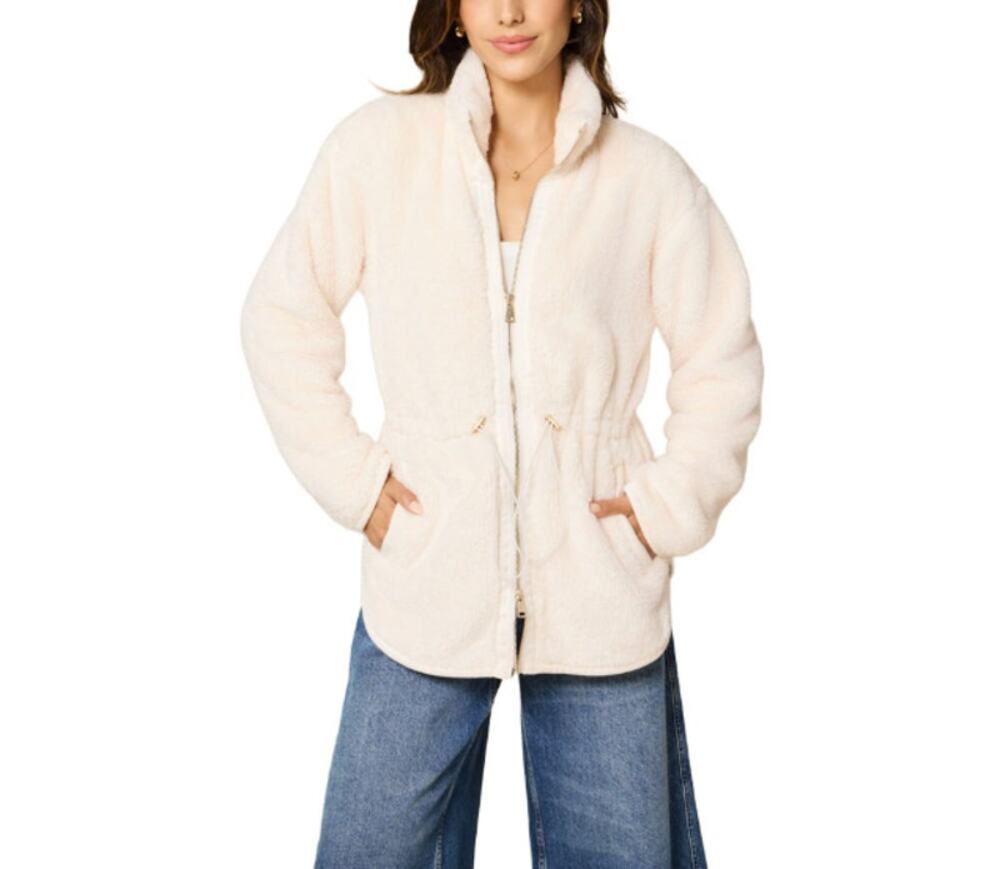 Softies Women's Almond DreamPlush Full Zip Tunic Fur Jacket Szie XS